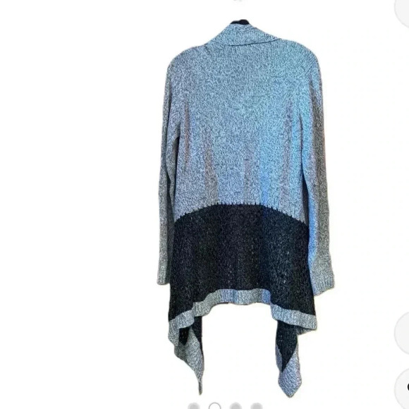 New Directions Gray Open Front Asymmetric Hem Cardigan Sweater Large - Picture 2 of 3